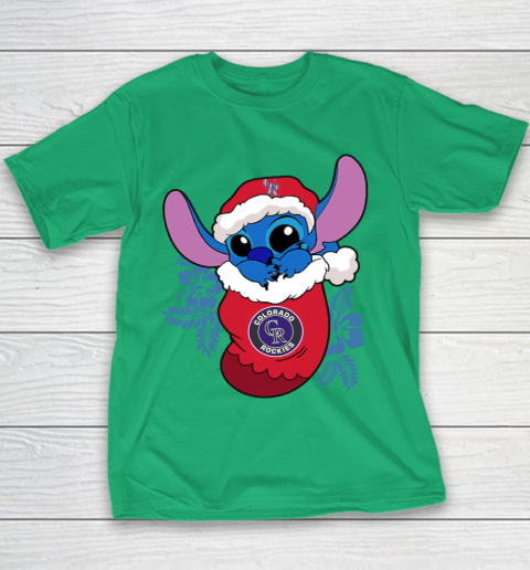 Colorado Rockies Christmas Stitch In The Sock Funny Disney MLB Youth T-Shirt