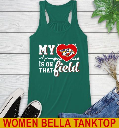 NHL My Heart Is On That Field Hockey Sports Nashville Predators Racerback Tank - Image 6