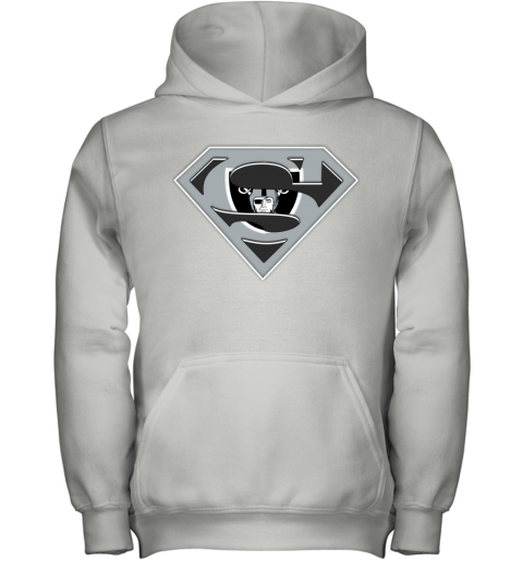 Oakland Raiders NFL LOGO Superman uzro oakland raiders nfl logo superman youth hoodie 43 front white