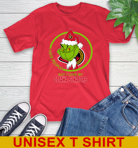 Ottawa Senators NHL Christmas Grinch I Hate People But I Love My Favorite Hockey Team T-Shirt 10
