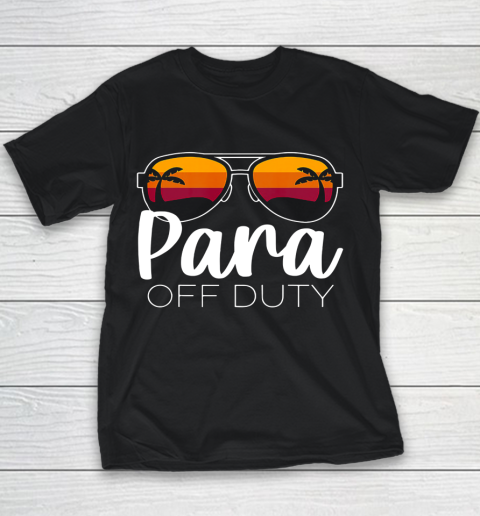 Paraprofessional Para Off Duty Sunglasses Beach Sunset Youth T-Shirt