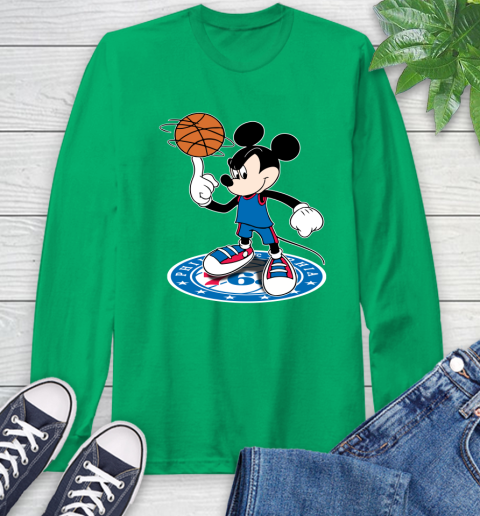 NBA Basketball Philadelphia 76ers Cheerful Mickey Disney Shirt Long Sleeve T-Shirt 8
