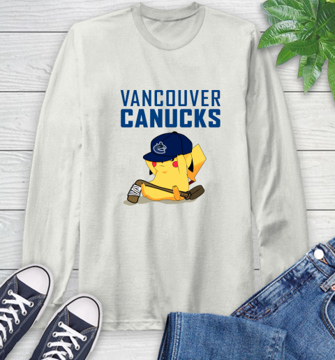 NHL Pikachu Hockey Sports Vancouver Canucks Long Sleeve T-Shirt - Image 13