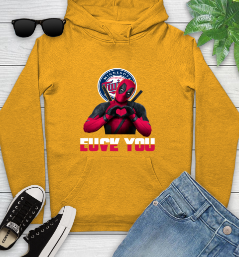 MLB Minnesota Twins Deadpool Love You Fuck You Baseball Sports Youth Hoodie 2