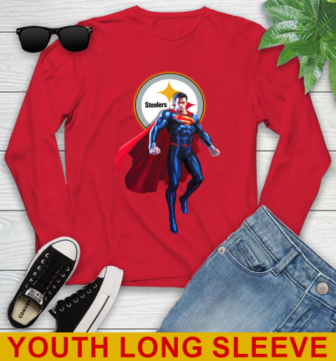 NFL Superman DC Sports Football Pittsburgh Steelers Youth Long Sleeve 11