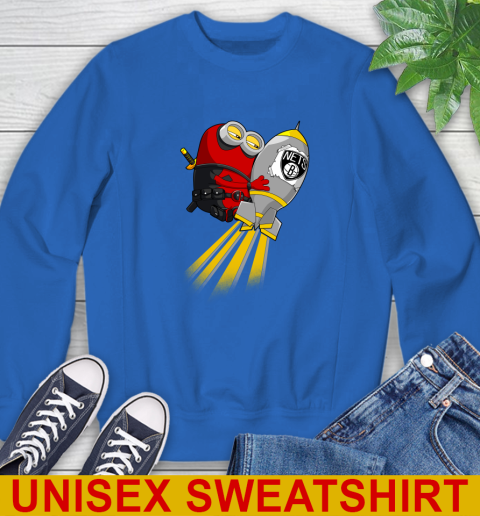 NBA Basketball Brooklyn Nets Deadpool Minion Marvel Shirt Sweatshirt - Image 12