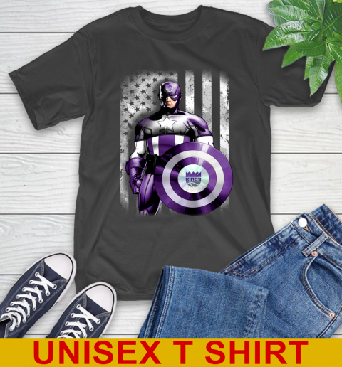 Sacramento Kings NBA Basketball Captain America Marvel Avengers American Flag Shirt T-Shirt