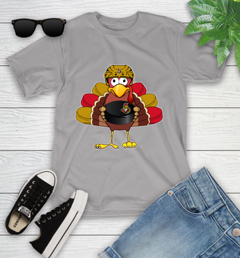 Ottawa Senators Turkey Thanksgiving Day Youth T-Shirt 4