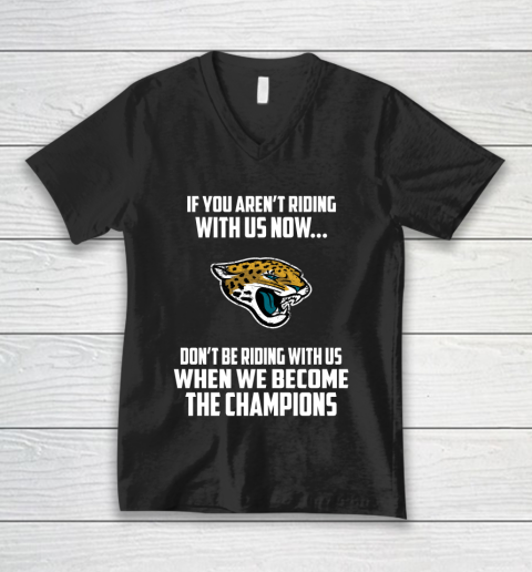 NFL Jacksonville Jaguars Football We Become The Champions V-Neck T-Shirt