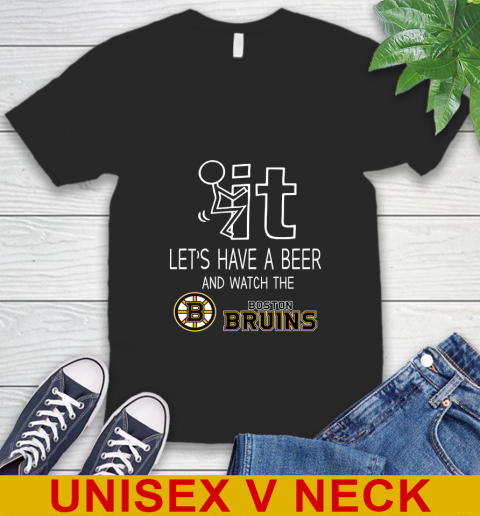 Boston Bruins Hockey NHL Let's Have A Beer And Watch Your Team Sports V-Neck T-Shirt