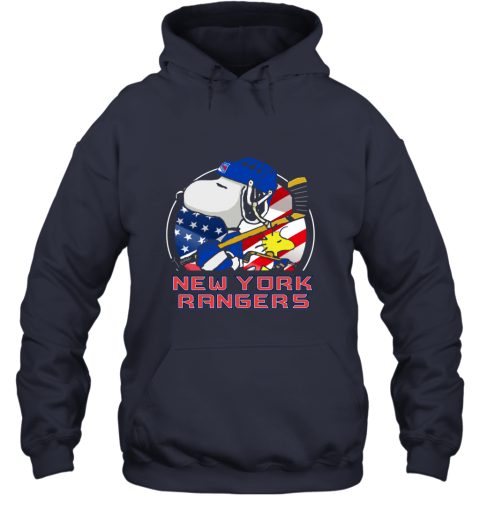 pqyv new york rangersnoopy and woodstock nhl hoodie 23 front navy