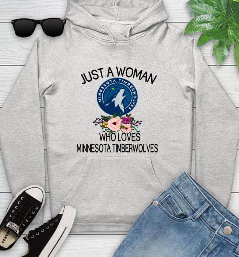 NBA Just A Woman Who Loves Minnesota Timberwolves Basketball Sports Youth Hoodie