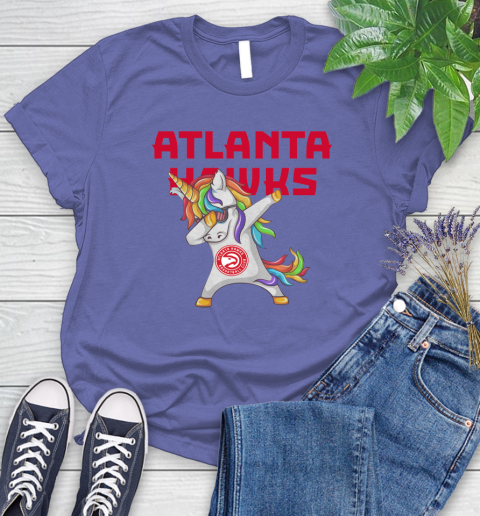 Atlanta Hawks NBA Basketball Funny Unicorn Dabbing Sports Women's T-Shirt 11