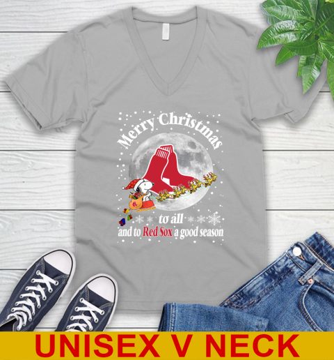 Boston Red Sox Merry Christmas To All And To Red Sox A Good Season MLB Baseball Sports V-Neck T-Shirt 3