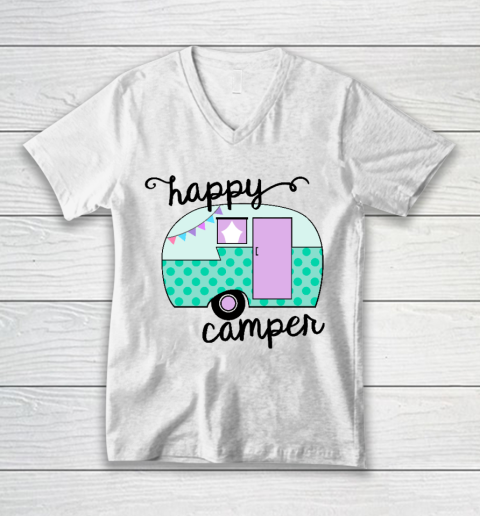 Happy Camper Camping Funny V-Neck T-Shirt