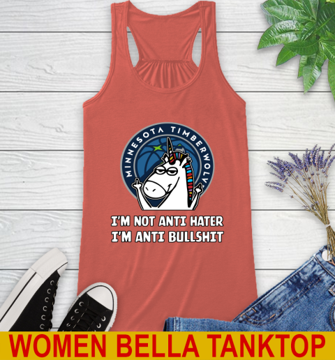 Minnesota Timberwolves NBA Basketball Unicorn I'm Not Anti Hater I'm Anti Bullshit Racerback Tank 4