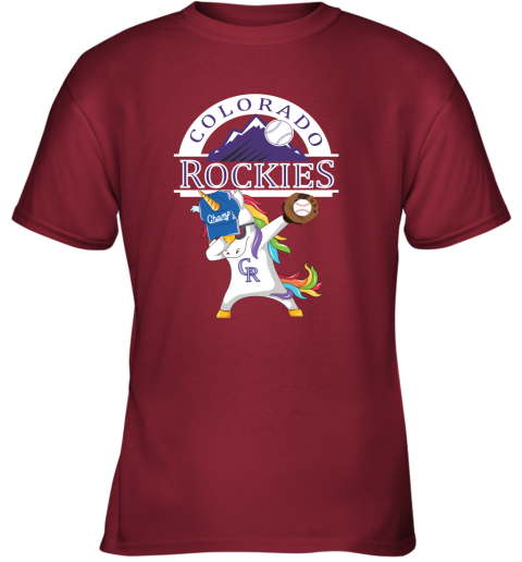 Hip Hop Dabbing Unicorn Flippin Love Colorado Rockies Youth T-Shirt
