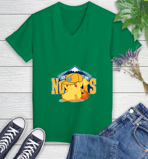 NBA Pikachu Basketball Sports Denver Nuggets Women's V-Neck T-Shirt 5