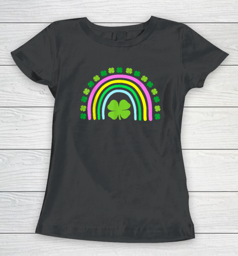 Green Four Leaf Clover Rainbow St Patrick's Day Women's T-Shirt