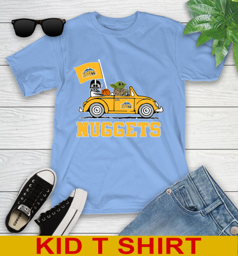NBA Basketball Denver Nuggets Darth Vader Baby Yoda Driving Star Wars Shirt Youth T-Shirt 11