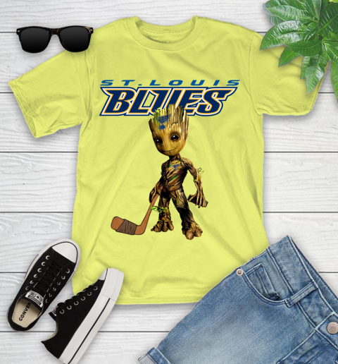 St.Louis Blues NHL Hockey Groot Marvel Guardians Of The Galaxy Youth T-Shirt 8