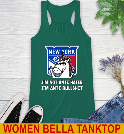 New York Rangers NHL Hockey Unicorn I'm Not Anti Hater I'm Anti Bullshit Racerback Tank 7