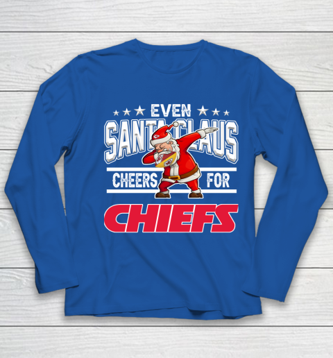 Kansas City Chiefs Even Santa Claus Cheers For Christmas NFL Youth Long Sleeve 7