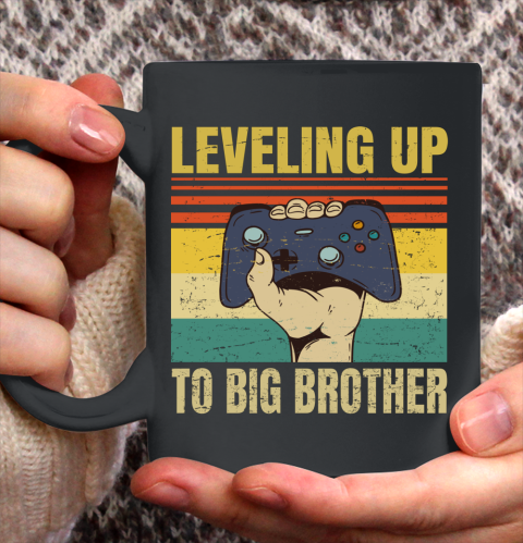 Leveling Up To Big Brother Funny Gamer Brothers Gift Ceramic Mug 11oz