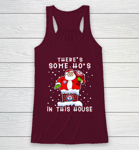 Texas Rangers Christmas There Is Some Hos In This House Santa Stuck In The Chimney MLB Racerback Tank 2