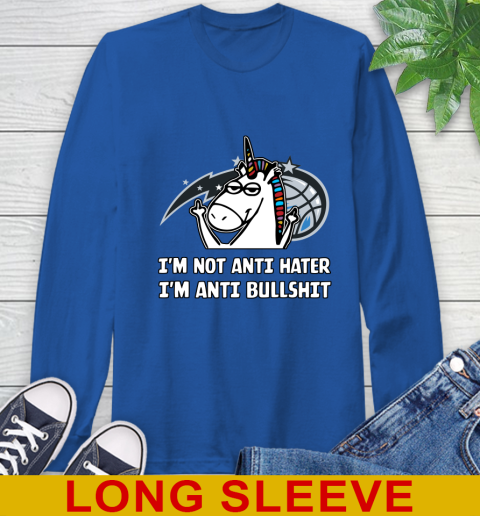 Orlando Magic NBA Basketball Unicorn I'm Not Anti Hater I'm Anti Bullshit Long Sleeve T-Shirt 9