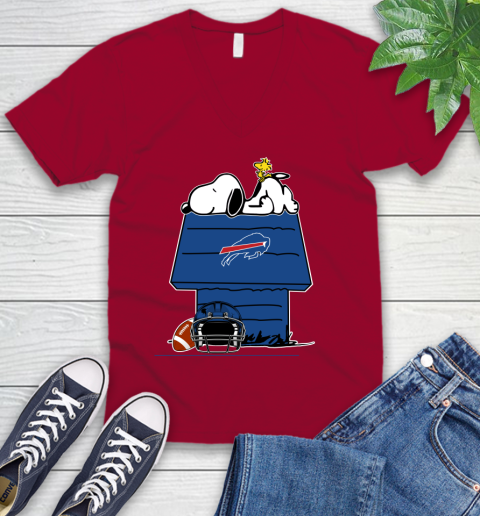 Buffalo Bills NFL Football Snoopy Woodstock The Peanuts Movie V-Neck T-Shirt 8