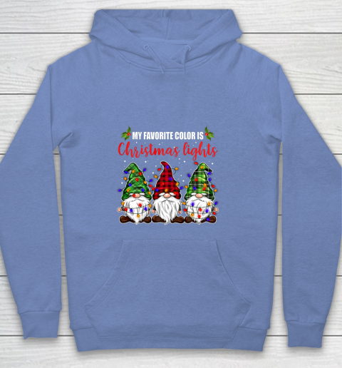 My Favorite Color Is Christmas Light Gnome Merry Christmas Youth Hoodie 8