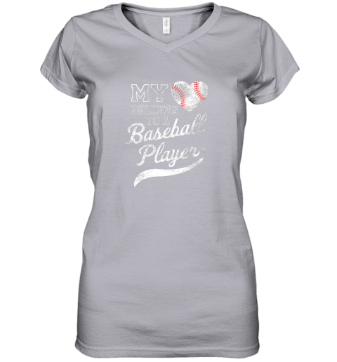 rkr4 baseball player wife or girlfriend heart women v neck t shirt 39 front sport grey