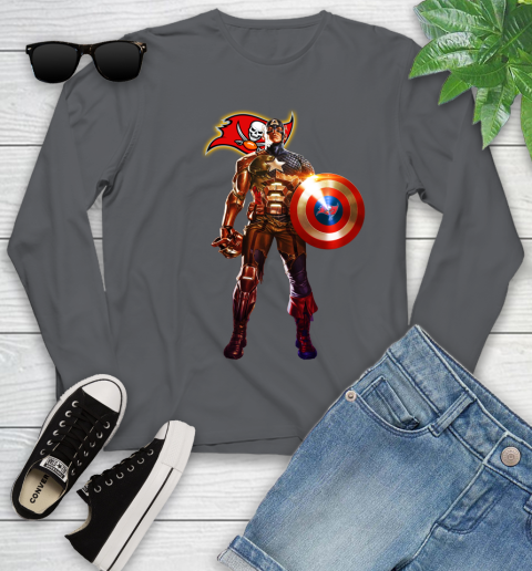 NFL Captain America Marvel Avengers Endgame Football Sports Tampa Bay Buccaneers Youth Long Sleeve 8
