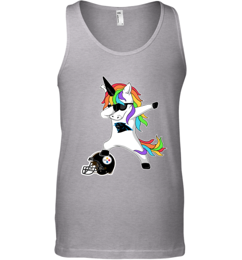 osdv football dabbing unicorn steps on helmet carolina panthers unisex tank 17 front sport grey