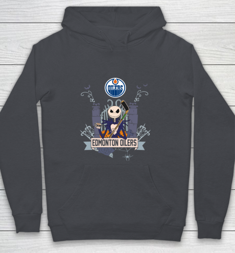 NHL Edmonton Oilers Hockey Jack Skellington Halloween Youth Hoodie 5