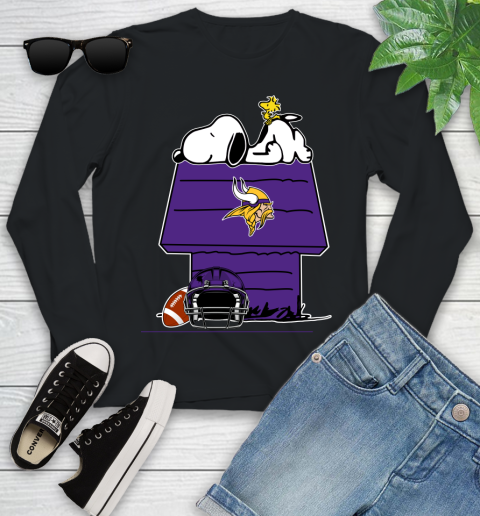 Minnesota Vikings NFL Football Snoopy Woodstock The Peanuts Movie Youth Long Sleeve 2