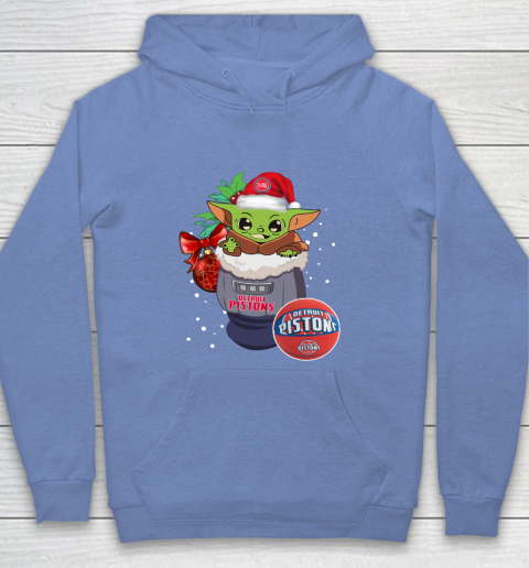 Detroit Pistons Christmas Baby Yoda Star Wars Funny Happy NBA Youth Hoodie 10