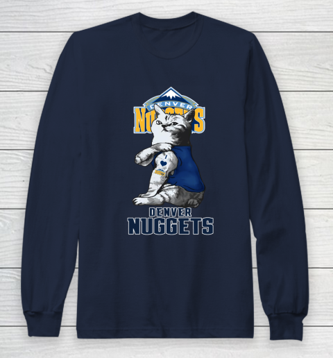 NBA Basketball My Cat Loves Denver Nuggets Long Sleeve T-Shirt 2