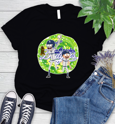 MLB Los Angeles Dodgers Rick And Morty Commissioner's Trophy Baseball Sports Women's T-Shirt 2