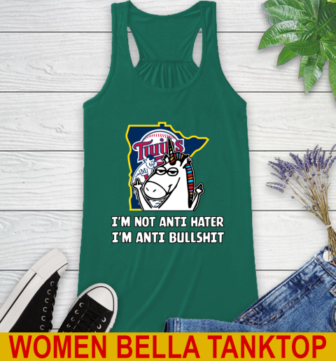 Minnesota Twins MLB Baseball Unicorn I'm Not Anti Hater I'm Anti Bullshit Racerback Tank 7