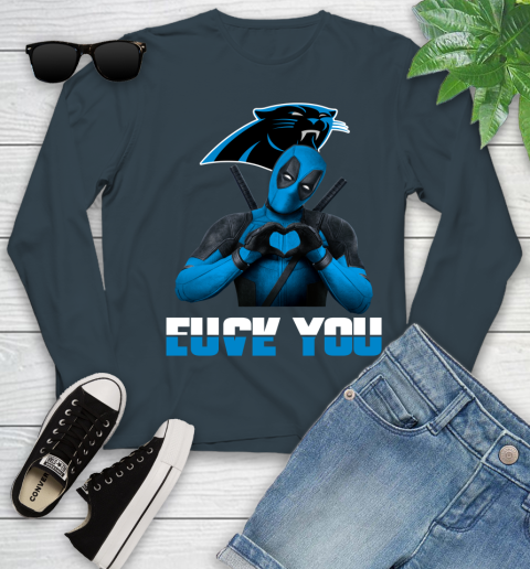 NHL Carolina Panthers Deadpool Love You Fuck You Football Sports Youth Long Sleeve 9