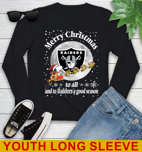 Oakland Raiders Merry Christmas To All And To Raiders A Good Season NFL Football Sports Youth Long Sleeve