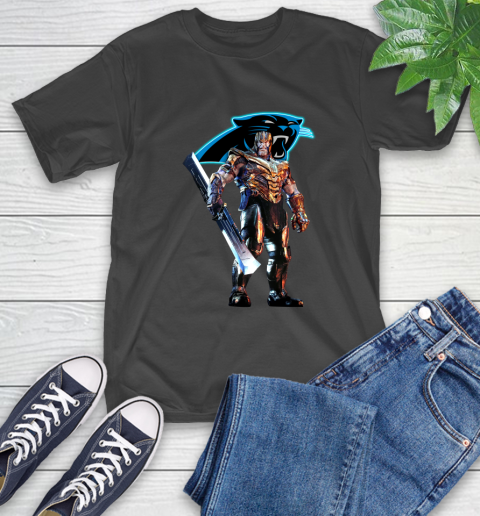 NFL Thanos Gauntlet Avengers Endgame Football Carolina Panthers T-Shirt 2