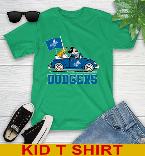 MLB Baseball Los Angeles Dodgers Pluto Mickey Driving Disney Shirt Youth T-Shirt 6