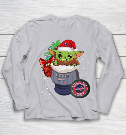 Washington Capitals Christmas Baby Yoda Star Wars Funny Happy NHL Youth Long Sleeve 5