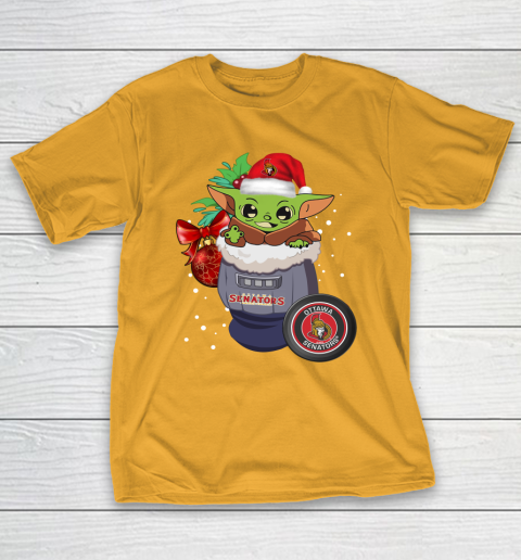 Ottawa Senators Christmas Baby Yoda Star Wars Funny Happy NHL T-Shirt 4