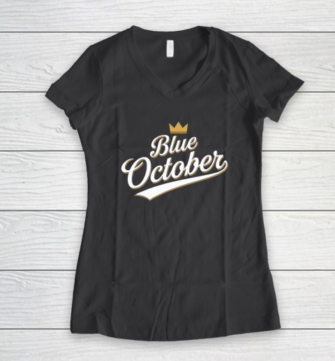 Kansas City Blue October 2024 Women's V-Neck T-Shirt 4