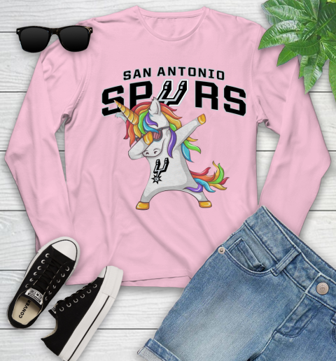 San Antonio Spurs NBA Basketball Funny Unicorn Dabbing Sports Youth Long Sleeve 10