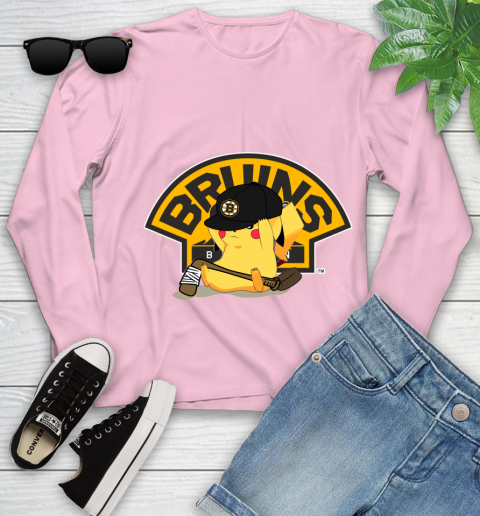 NHL Pikachu Hockey Sports Boston Bruins Youth Long Sleeve 10